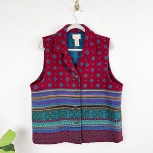 Vintage Cedar Canyon Southwestern Print Woven Vest Sz L